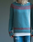 Women's Fashion Round Neck Multicolor Loose Leisure Pullover Knitwear Sweater