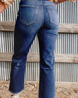 Sail Blue Mineral Wash Raw Hem High Waist Flared Jeans