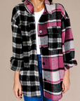 Black Plaid Colorblock Loose Shacket