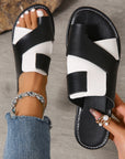 Plus Size Color Matching Toe Covering Flat Slippers