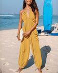 Back Lace-up Wide Leg Beam Foot Length Jumpsuit