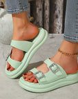 Women's Thick-soled Fashion Double-row Diamond Slippers Vacation Beach Shoes