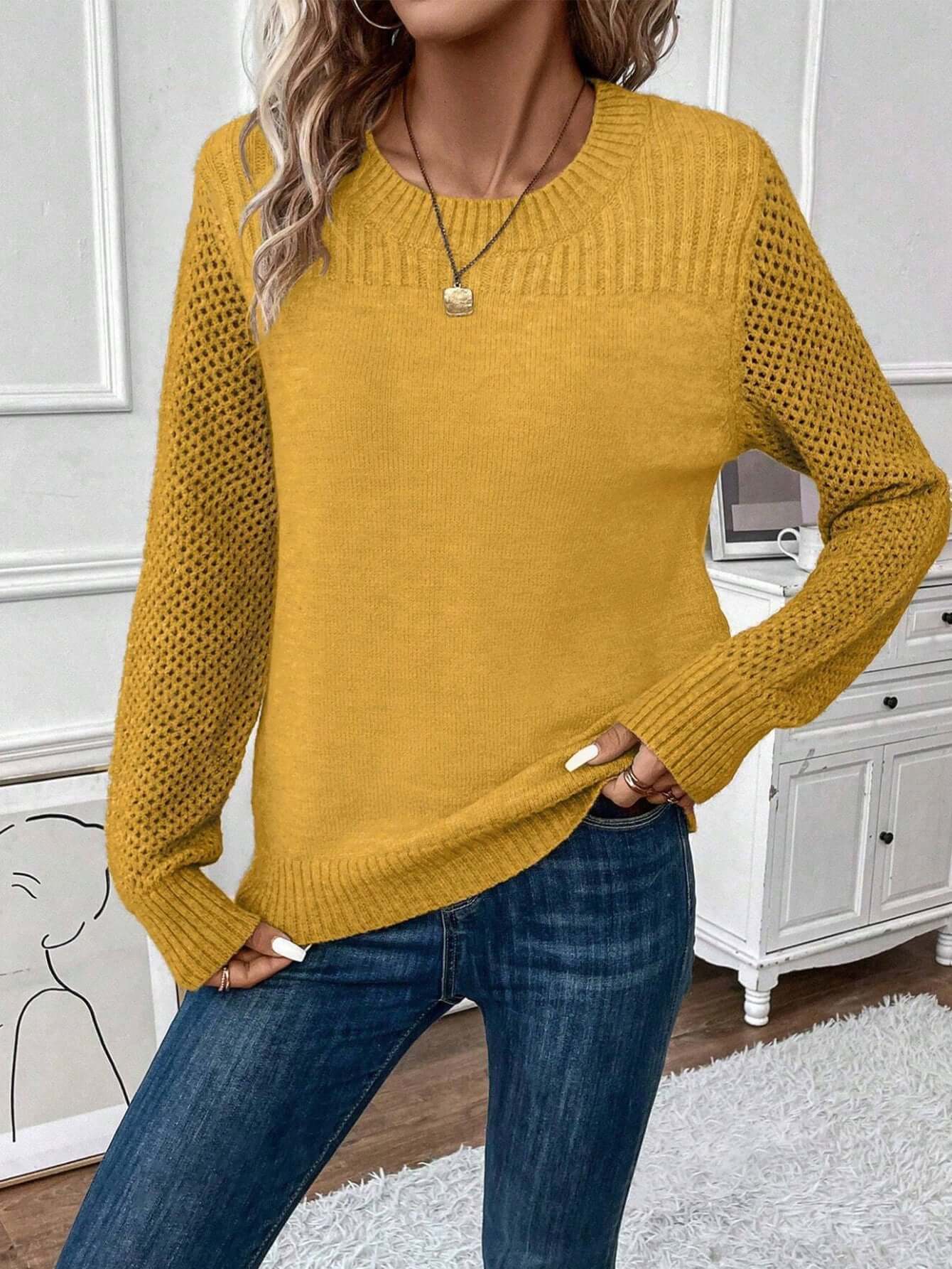 European And American Round Neck Long Sleeve Solid Color Sweater Bottoming Sweater