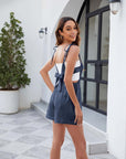 INS Fashion Shorts Jumpsuit With Backless Bow Design Summer Beach Bodysuit For Women Clothing