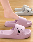 Cute Bear Home Slippers Summer Fashion Thick Bottom Non-slip Bathroom Slipper Women Men Couples Shoes
