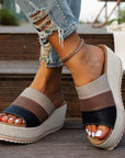 Ankle-strap Sandals Block Platform Wedge Plus Size Slippers