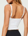 Women's Bow Camisole Backless Tank Waist Trimming Wave Edge Bandeau Sling Top