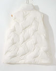 White Quilted High Neck Zip Up Jacket Vest - Little Miss Vanilla