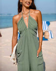 Back Lace-up Wide Leg Beam Foot Length Jumpsuit