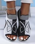 Summer Butterfly Print Sports Sandals Casual Breathable Flying Woven Flat Shoes For Women