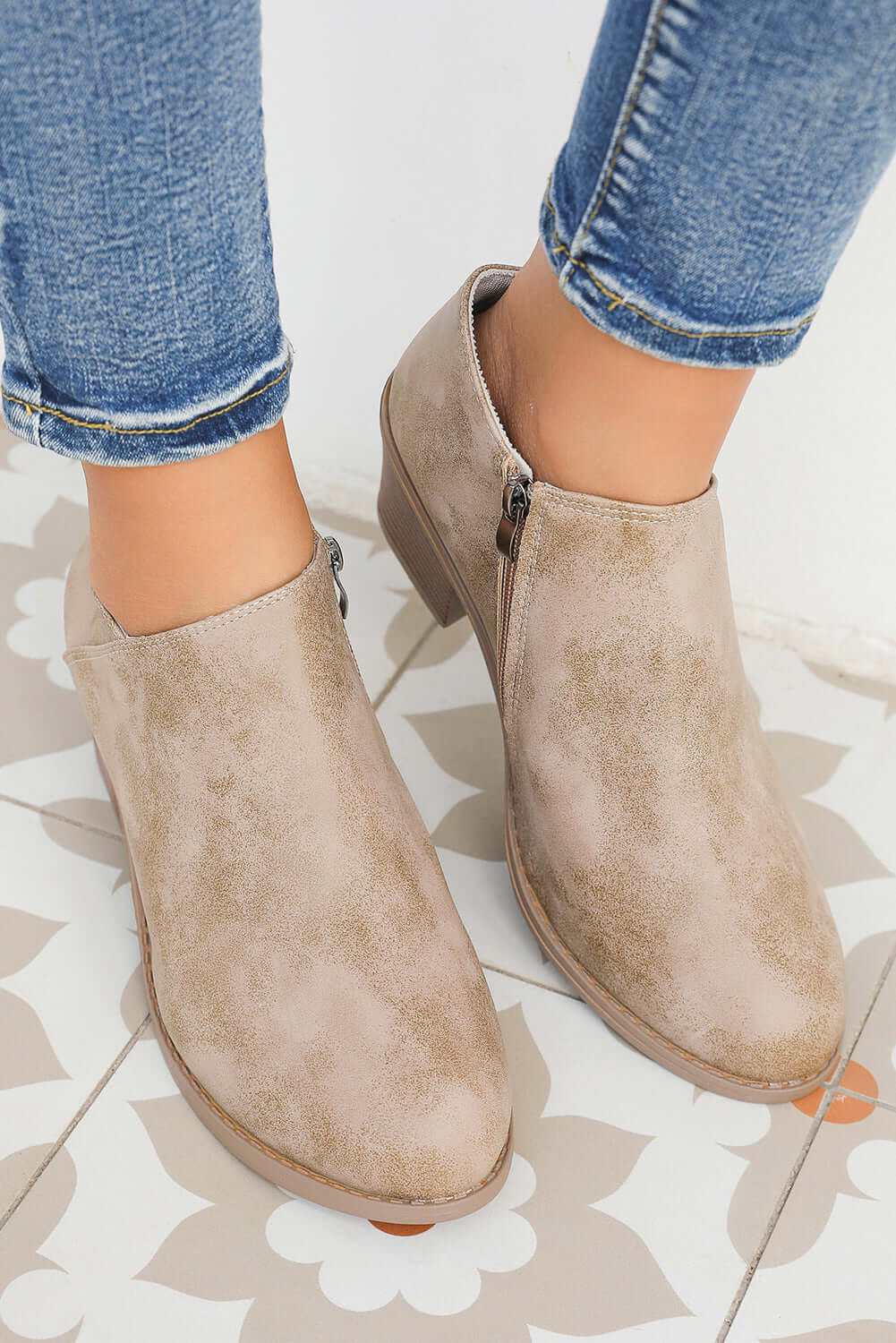 Philippine Gray Tulip Opening Suede Ankle Boots - Little Miss Vanilla