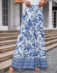 Flowers Printed Wide-leg Trousers Summer Casual Straight Pnats For Women Beach Clothing