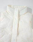 White Quilted High Neck Zip Up Jacket Vest - Little Miss Vanilla