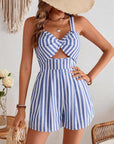 Women's Holiday Solid Color Hollow Twist Knot Jumpsuit
