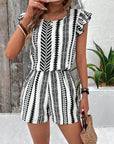 Female Strap Floral Print Ruffles Jumpsuit