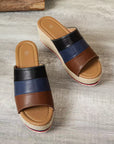 Ankle-strap Sandals Block Platform Wedge Plus Size Slippers