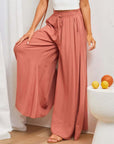 Flowers Printed Wide-leg Trousers Summer Casual Straight Pnats For Women Beach Clothing