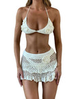 Beach Female Floating Flower Knitting Bikini