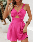 Women's Holiday Solid Color Hollow Twist Knot Jumpsuit