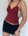 Women's Bow Camisole Backless Tank Waist Trimming Wave Edge Bandeau Sling Top