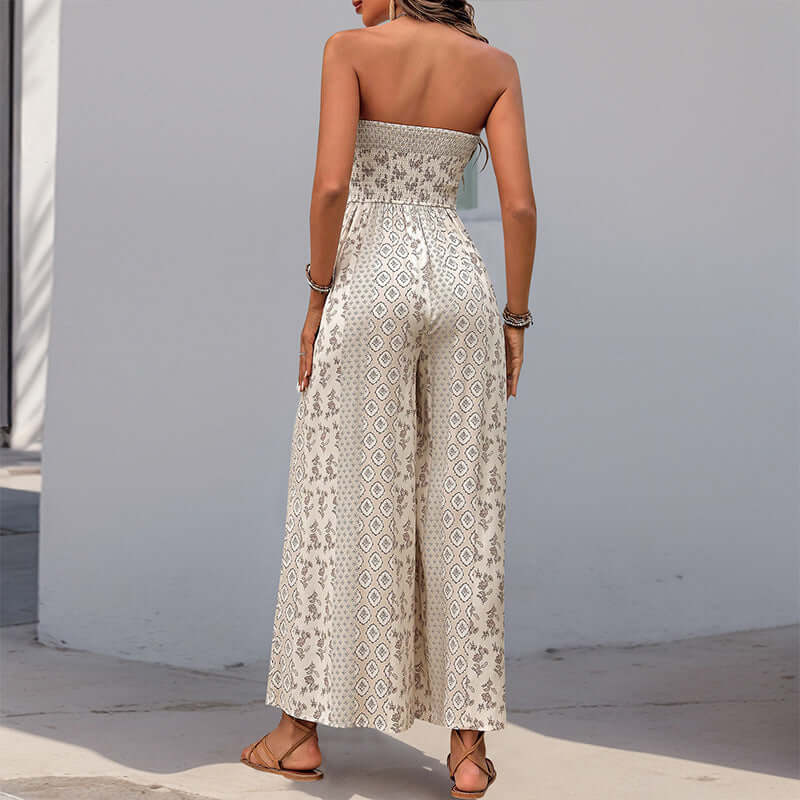 Women's Sleeveless Tube Top Printed Jumpsuit