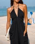 Back Lace-up Wide Leg Beam Foot Length Jumpsuit