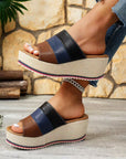 Ankle-strap Sandals Block Platform Wedge Plus Size Slippers