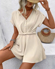 Women's Batwing Sleeve Kinked One-piece Shorts
