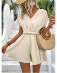 Women's Batwing Sleeve Kinked One-piece Shorts