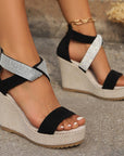 Fish Mouth High Wedges Sandals With Rhinestone Design Fashion Summer Platform Shoes For Women