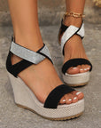 Fish Mouth High Wedges Sandals With Rhinestone Design Fashion Summer Platform Shoes For Women