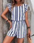 Female Strap Floral Print Ruffles Jumpsuit