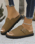 Summer Buckle Flats Sandals Fashion Fish Mouth Thick Bottom Slippers For Women Outdoor Non-slip Slides