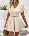 Women's Batwing Sleeve Kinked One-piece Shorts
