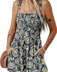 Flower Print Shorts Jumpsuit Summer Fashion Sleeveless Beach Bodysuit