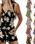 Flower Print Shorts Jumpsuit Summer Fashion Sleeveless Beach Bodysuit