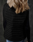 Black Plush Collared Quilted Zipped Puffer Vest - Little Miss Vanilla