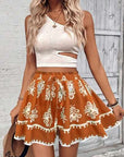 Women's Fashion Positioning Printing Casual Wide-leg Shorts