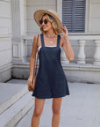 Summer Square Neck Shorts Jumpsuit With Pockets INS Fashion Solid Color Beach Bodysuit Women's Clothing