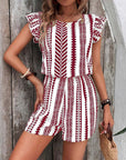 Female Strap Floral Print Ruffles Jumpsuit