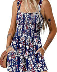 Flower Print Shorts Jumpsuit Summer Fashion Sleeveless Beach Bodysuit