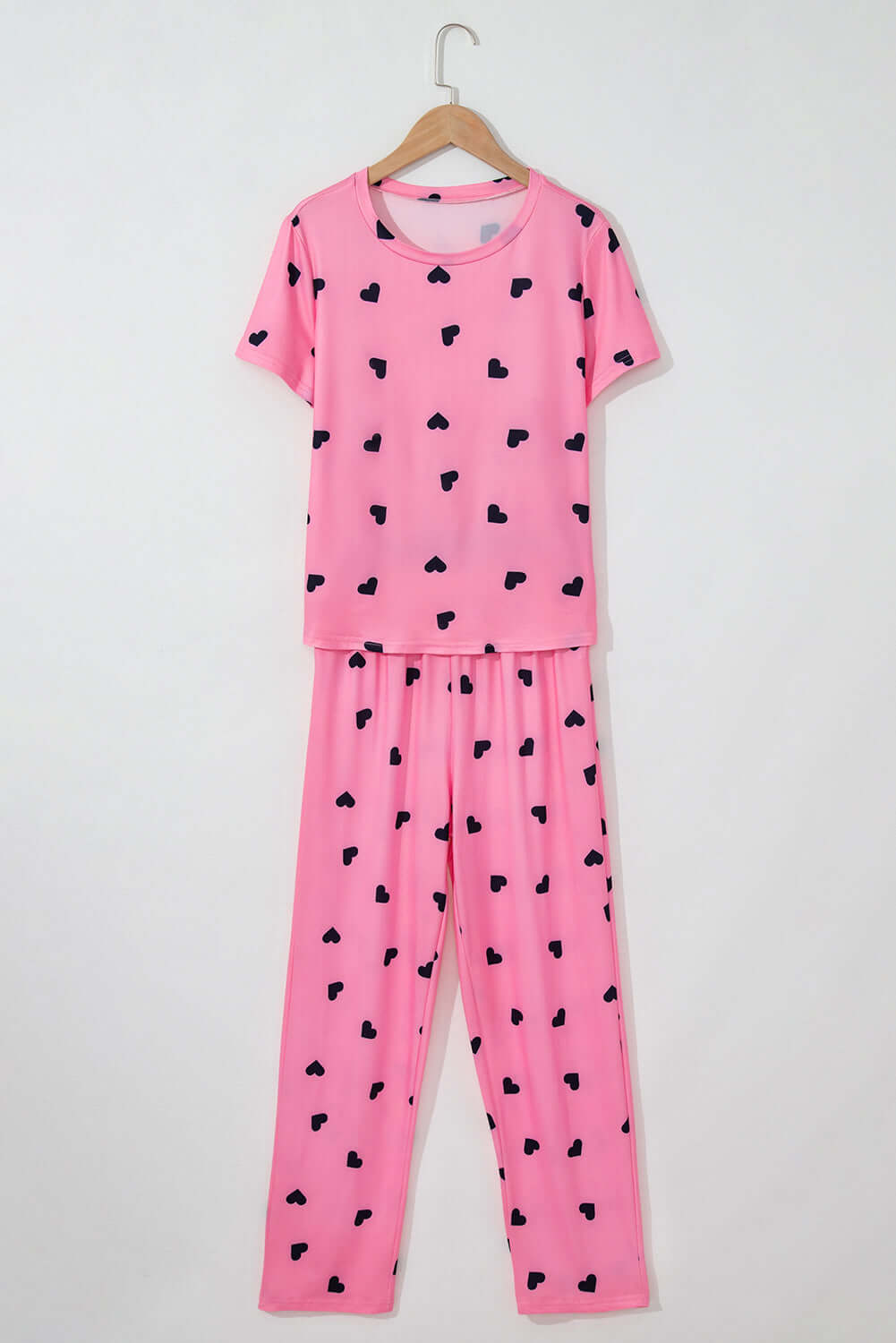 Pink Valentines Heart Print Tee and Pants Lounge Set