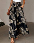 Flowers Printed Wide-leg Trousers Summer Casual Straight Pnats For Women Beach Clothing