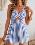 Women's Holiday Solid Color Hollow Twist Knot Jumpsuit