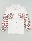Raw Hem Animal Print Long Sleeve Denim Jacket - Little Miss Vanilla
