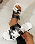 Women's Color Matching Round Head Flat Plus Size Slippers
