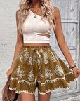 Women's Fashion Positioning Printing Casual Wide-leg Shorts