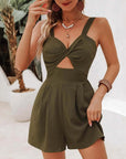 Women's Holiday Solid Color Hollow Twist Knot Jumpsuit