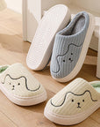 Striped Cat Slippers Indoor Couple Non-slip Floor Bedroom Slipper Winter Warm Plush House Shoes Women Men