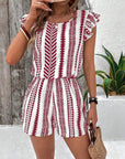 Female Strap Floral Print Ruffles Jumpsuit